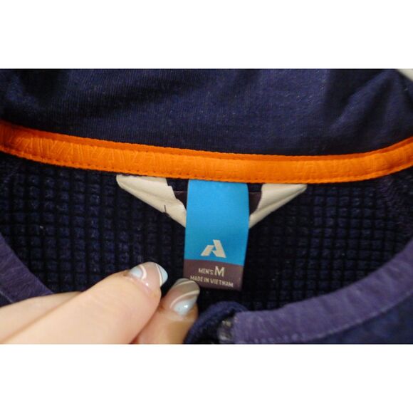 Eddie Bauer First Ascent Men's High Route Grid Fleece Full Zip Navy/Orange M - Picture 6 of 7